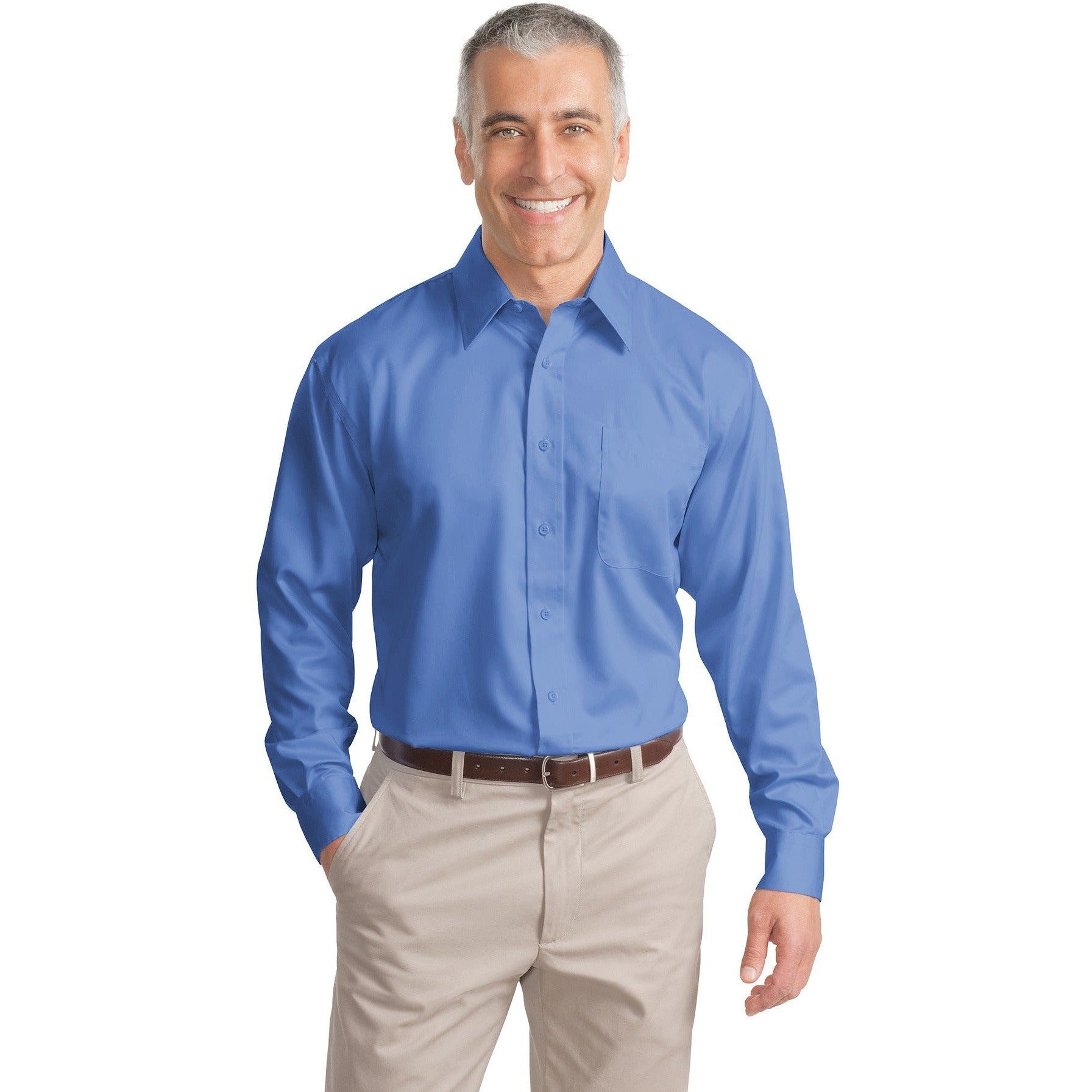 no-logo CLOSEOUT - Port Authority Non-Iron Twill Shirt-Port Authority-Ultramarine Blue-XS-Thread Logic