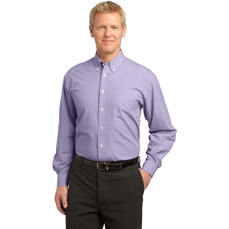 no-logo CLOSEOUT - Port Authority Plaid Pattern Easy Care Shirt-Port Authority-Purple-XS-Thread Logic