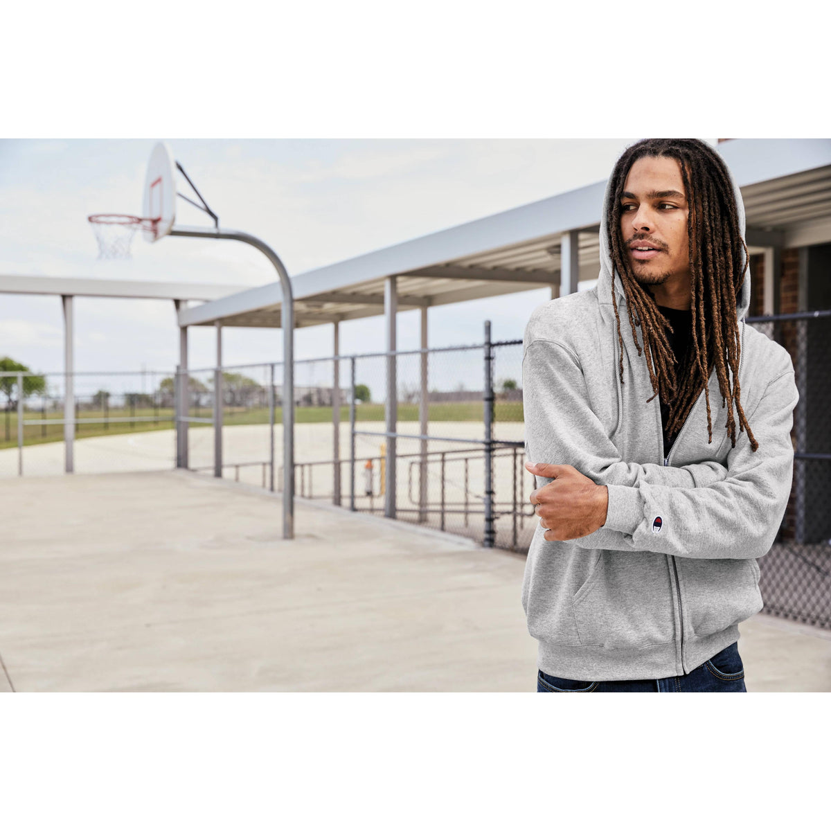 no-logo Champion Full Zip Sweatshirt-Full Zips-Champion-Thread Logic