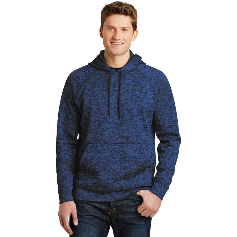 no-logo CLOSEOUT - Sport-Tek PosiCharge Electric Heather Fleece Hooded Pullover-Sport-Tek-Dark Royal-Black Electric-M-Thread Logic