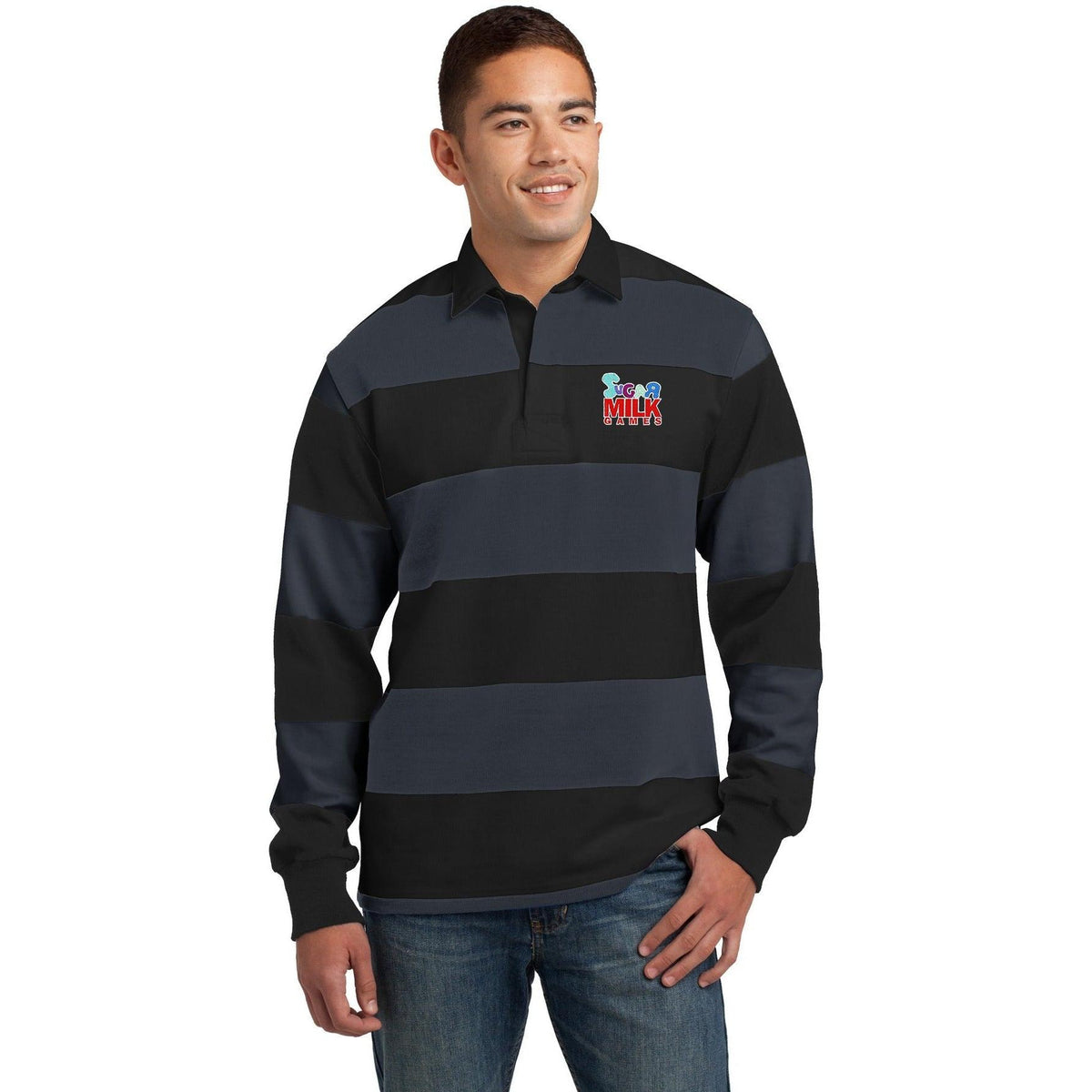 no-logo Sport-Tek Classic Long Sleeve Rugby Polo-Polos-Sport-Tek-Thread Logic