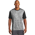 no-logo CLOSEOUT - Sport-Tek PosiCharge Electric Heather Colorblock Tee-Sport-Tek-Black Electric/Black-XS-Thread Logic