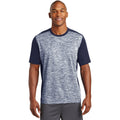 no-logo CLOSEOUT - Sport-Tek PosiCharge Electric Heather Colorblock Tee-Sport-Tek-True Navy Electric/True Navy-S-Thread Logic