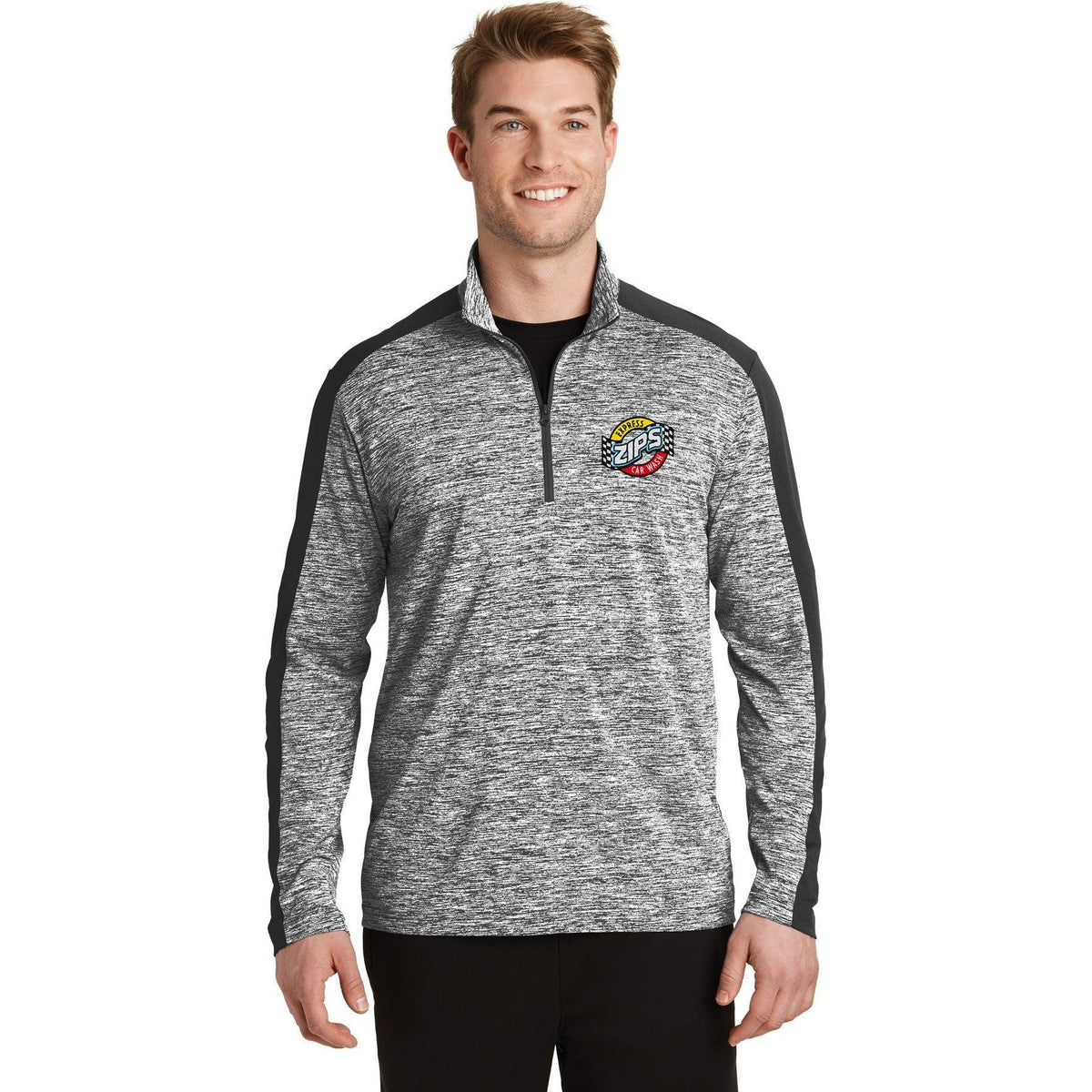 no-logo Sport-Tek PosiCharge Electric Heather Colorblock 1/4-Zip Pullover-Quarter Zips-Sport-Tek-Thread Logic