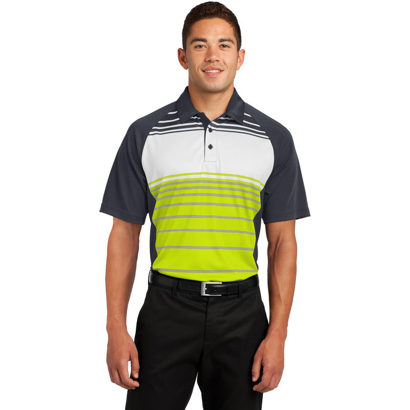 no-logo CLOSEOUT - Sport-Tek Dry Zone Sublimated Stripe Polo-Sport-Tek-Citron-XS-Thread Logic