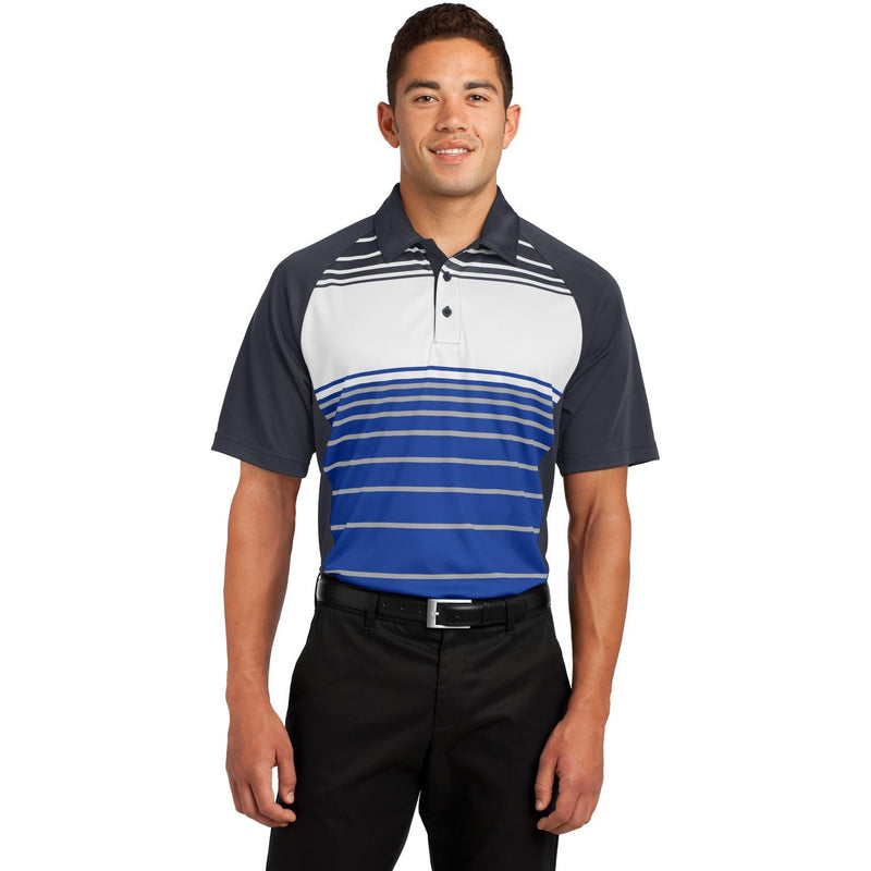 no-logo CLOSEOUT - Sport-Tek Dry Zone Sublimated Stripe Polo-Sport-Tek-True Royal-XS-Thread Logic