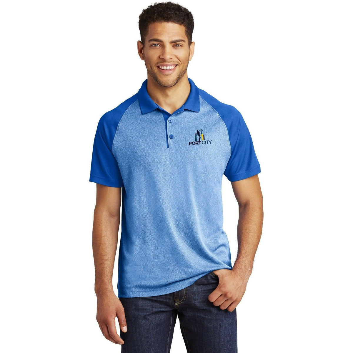 no-logo Sport-Tek Raglan Heather Block Polo-Regular-Sport-Tek-Thread Logic