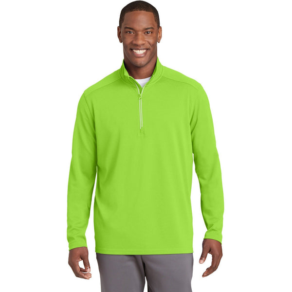 no-logo CLOSEOUT - Sport-Tek Sport-Wick Textured 1/4-Zip Pullover-Sport-Tek-Lime Shock-XS-Thread Logic