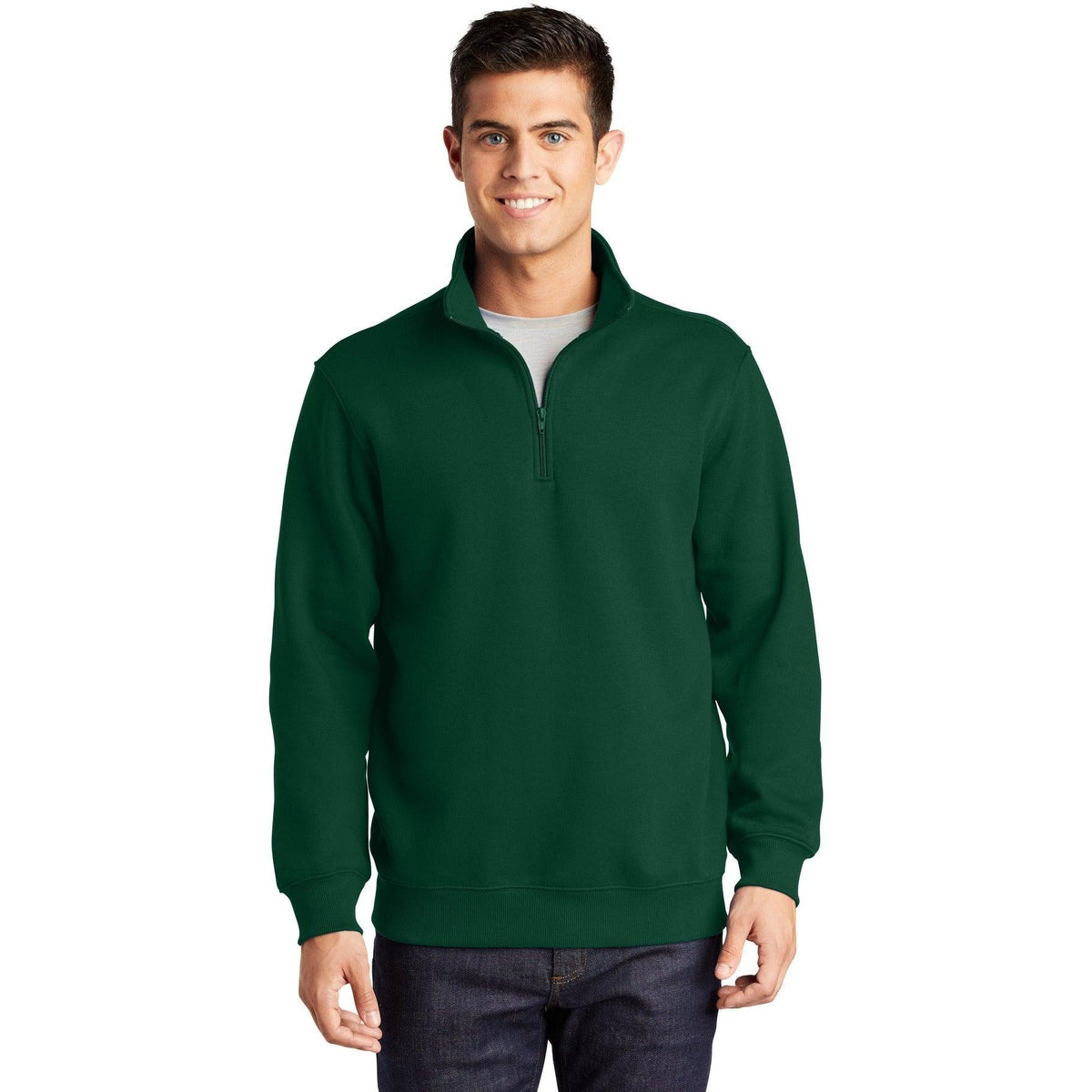 no-logo Sport-Tek 1/4-Zip Sweatshirt-Quarter Zips-Sport-Tek-Forest Green-S-Thread Logic