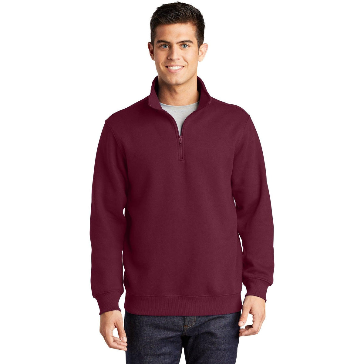 no-logo Sport-Tek 1/4-Zip Sweatshirt-Quarter Zips-Sport-Tek-Maroon-S-Thread Logic