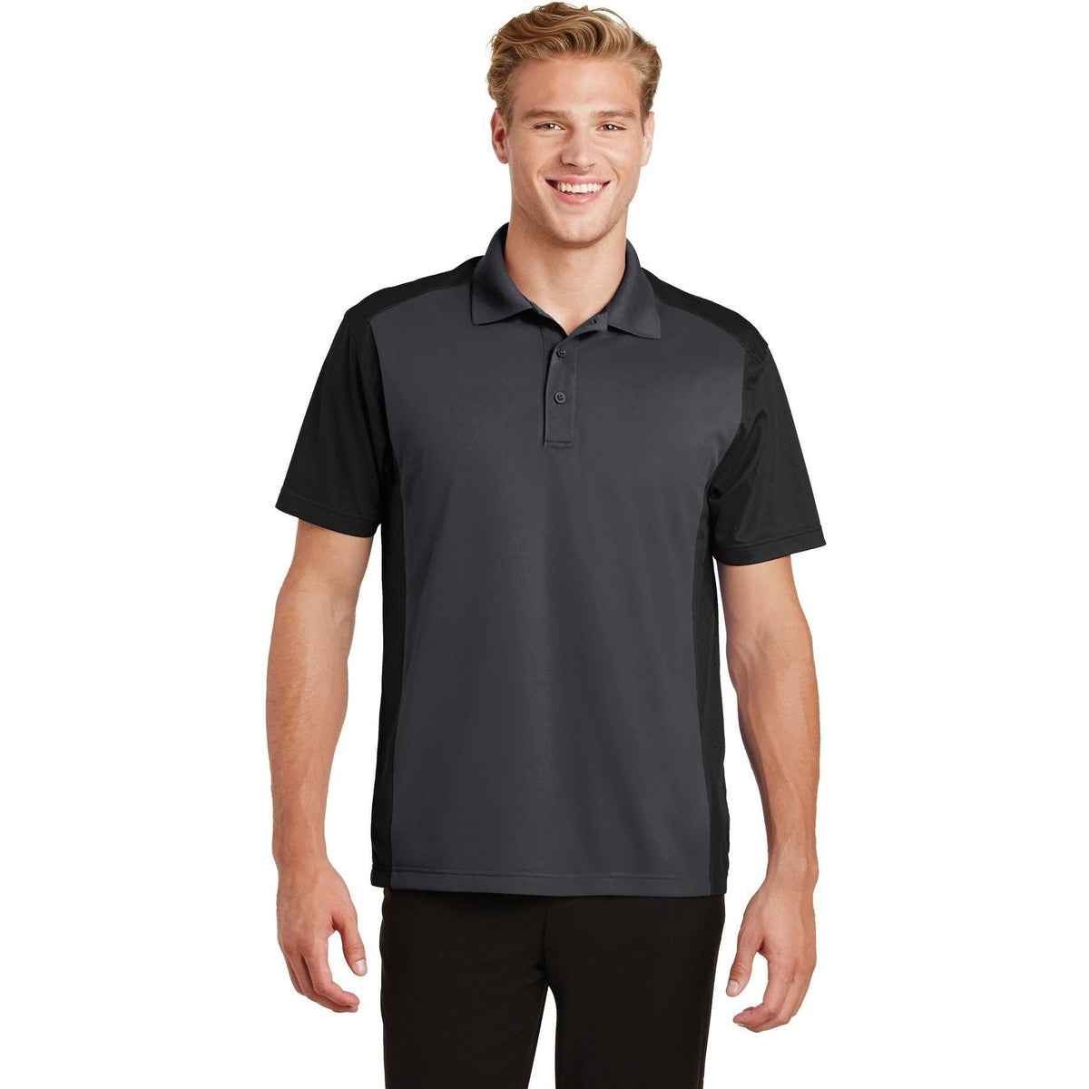 no-logo Sport-Tek Colorblock Micropique Sport-Wick Polo-Regular-Sport-Tek-Iron Grey/Black-S-Thread Logic