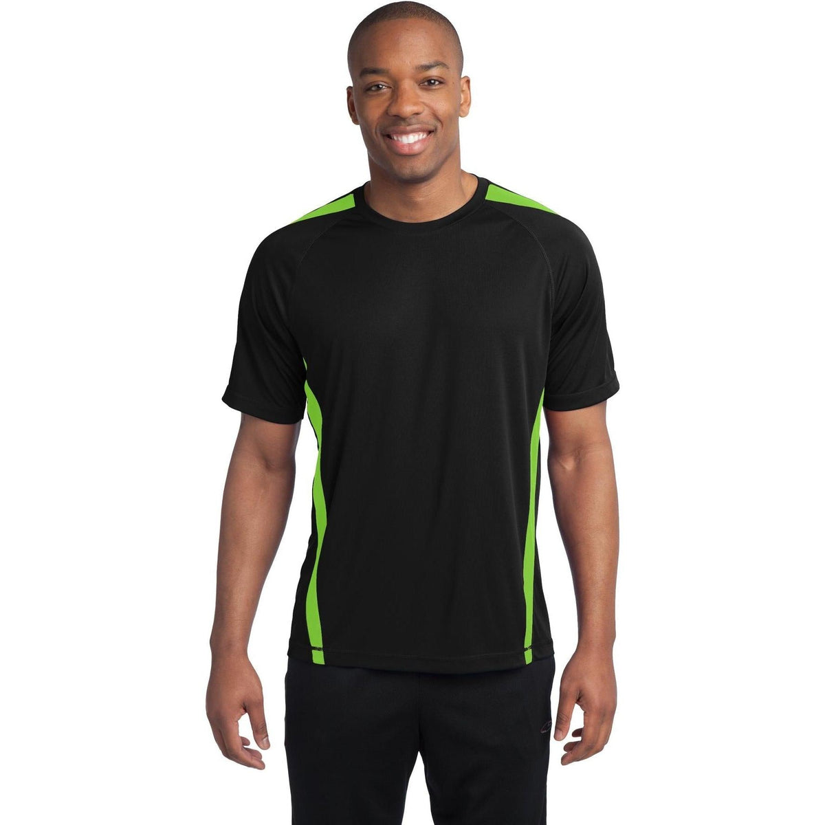no-logo  Sport-Tek Colorblock Posicharge Competitor Tee-Regular-Sport-Tek-Black/Lime Shock-S-Thread Logic