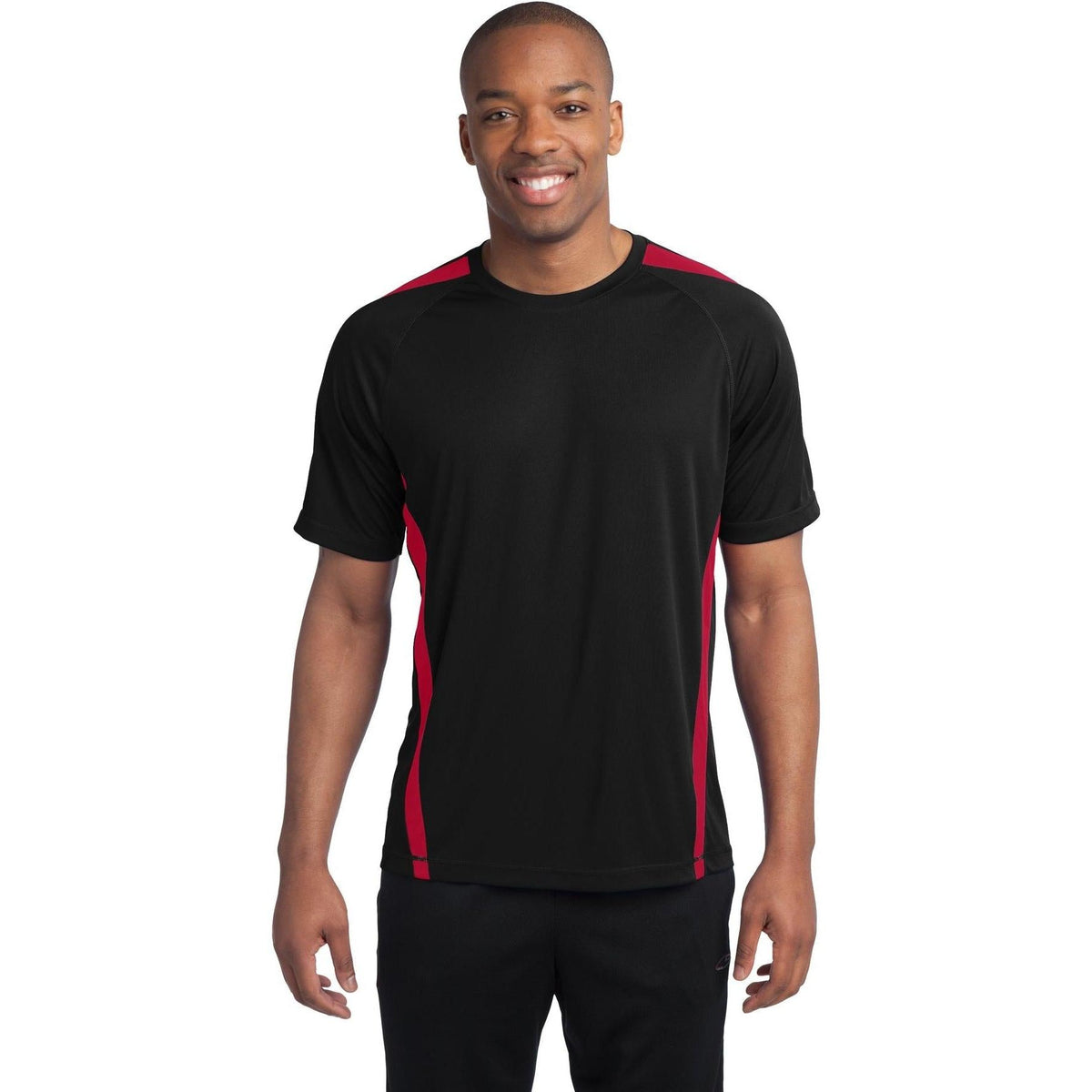 no-logo  Sport-Tek Colorblock Posicharge Competitor Tee-Regular-Sport-Tek-Black/True Red-S-Thread Logic