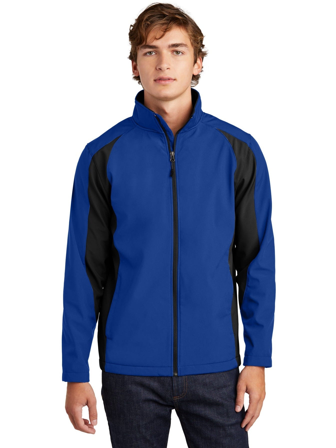  Sport-Tek Colorblock Soft Shell Jacket-Regular-Sport-Tek-True Royal/Black-S-Thread Logic
