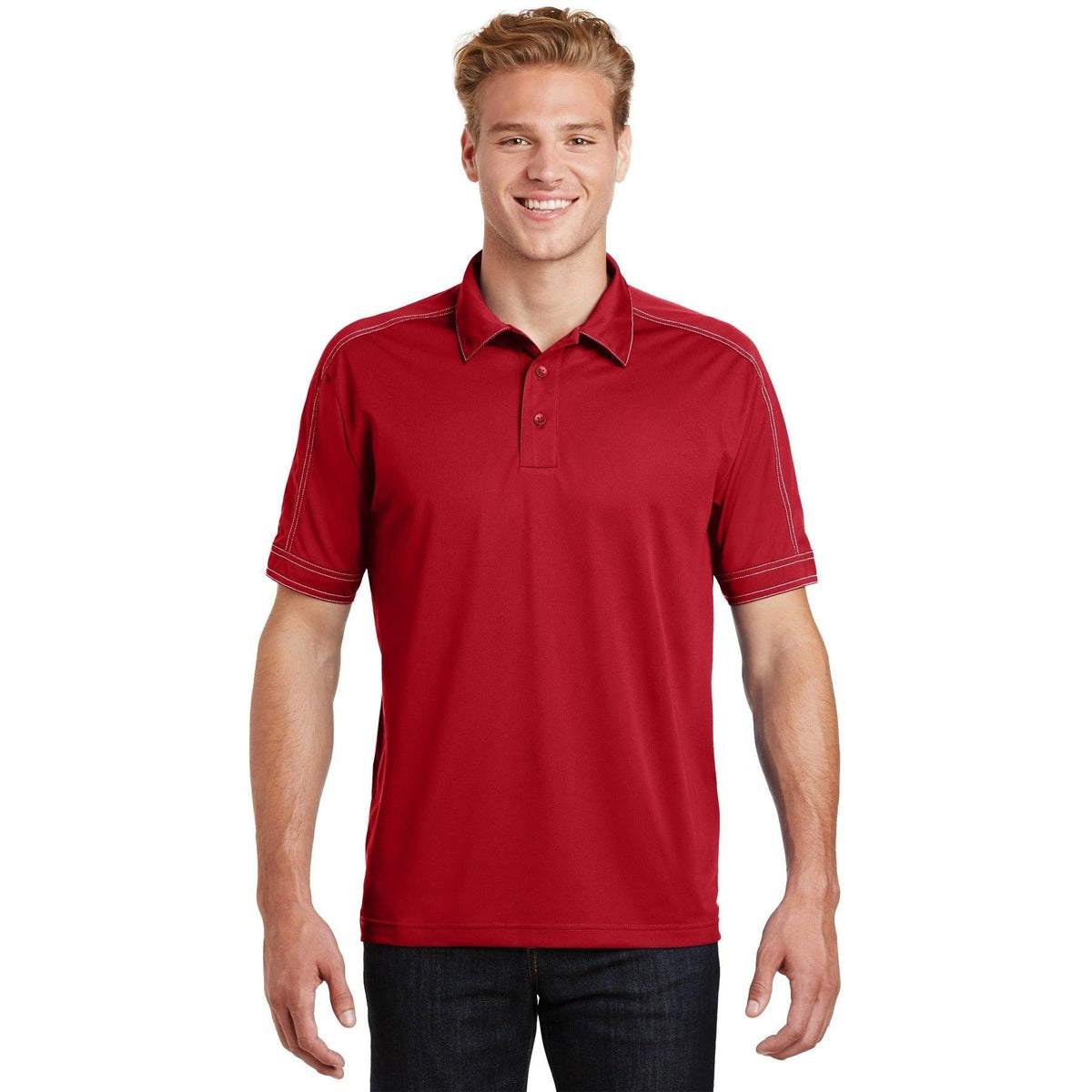 no-logo Sport-Tek Contrast Stitch Sport-Wick Polo-Active-Sport-Tek-True Red-S-Thread Logic