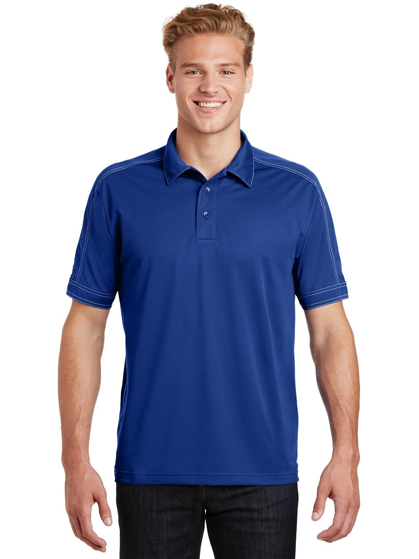 No-Logo CLOSEOUT - Sport-Tek Contrast Stitch Sport-Wick Polo-Active-Sport-Tek-True Royal-S-Thread Logic