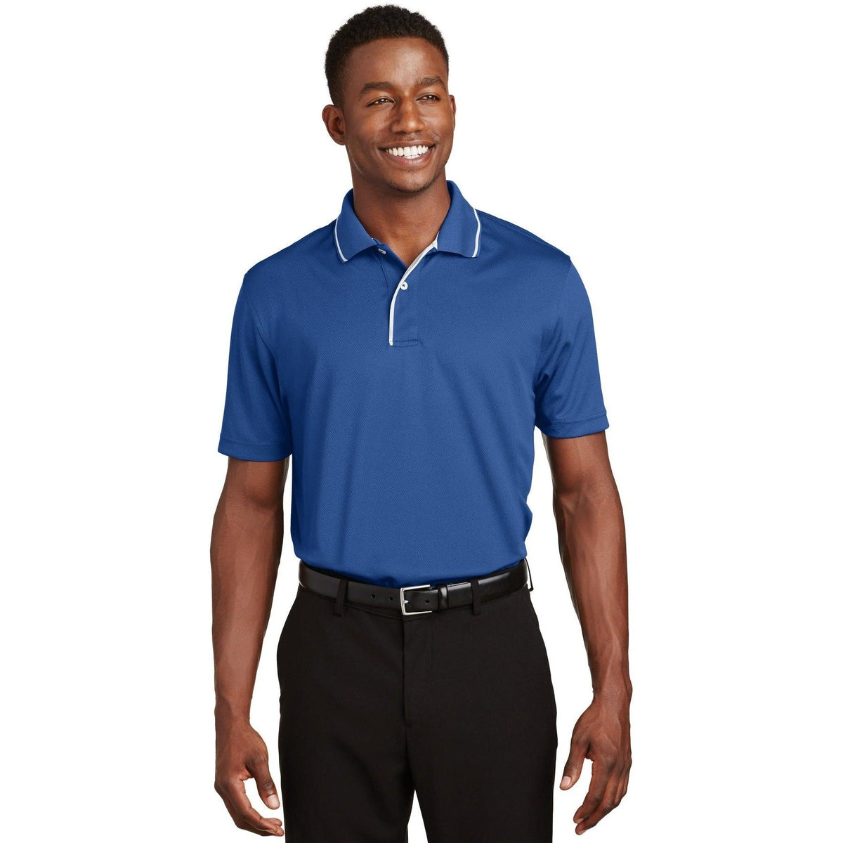 no-logo  Sport-Tek Dri-Mesh Polo with Tipped Collar and Piping-Regular-Sport-Tek-Royal/White-S-Thread Logic
