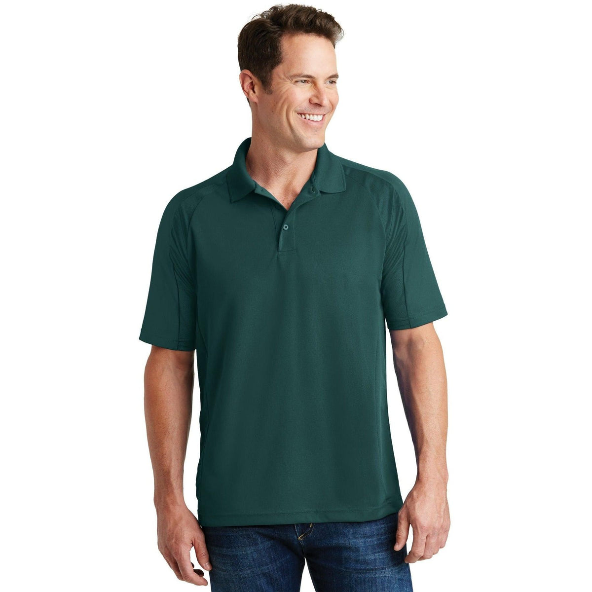 logo-left  Sport-Tek Dri-Mesh Pro Polo-Regular-Sport-Tek-Dark Green-S-Thread Logic