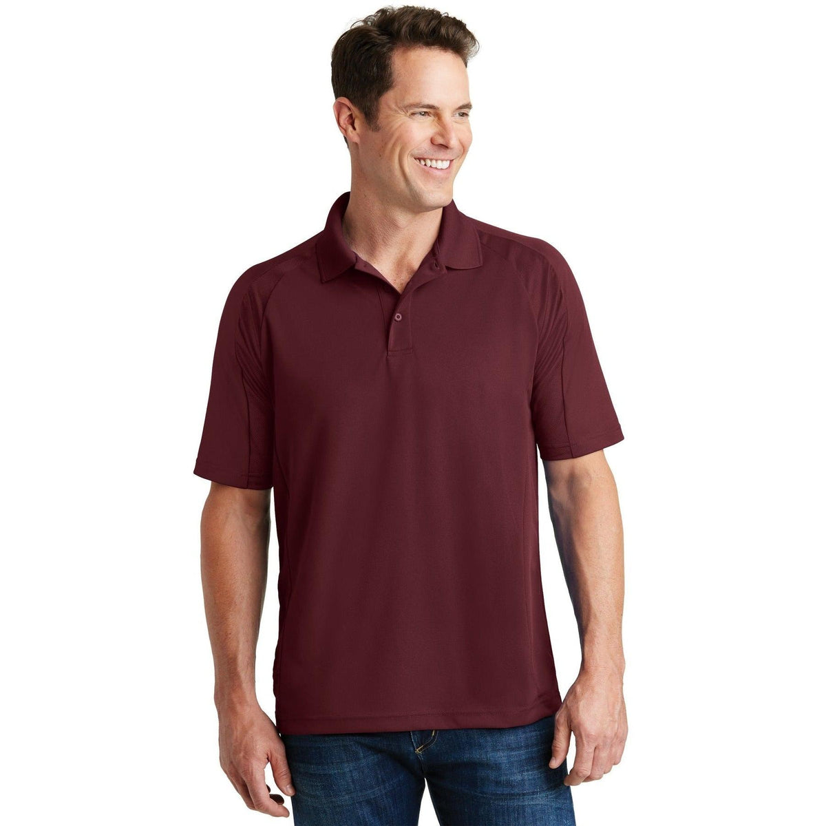 logo-left  Sport-Tek Dri-Mesh Pro Polo-Regular-Sport-Tek-Maroon-S-Thread Logic