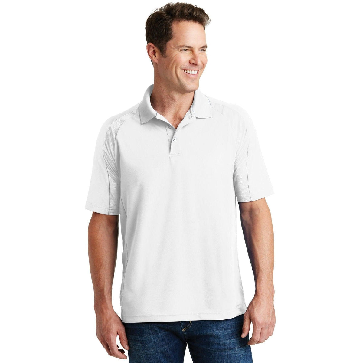 logo-left  Sport-Tek Dri-Mesh Pro Polo-Regular-Sport-Tek-White-S-Thread Logic