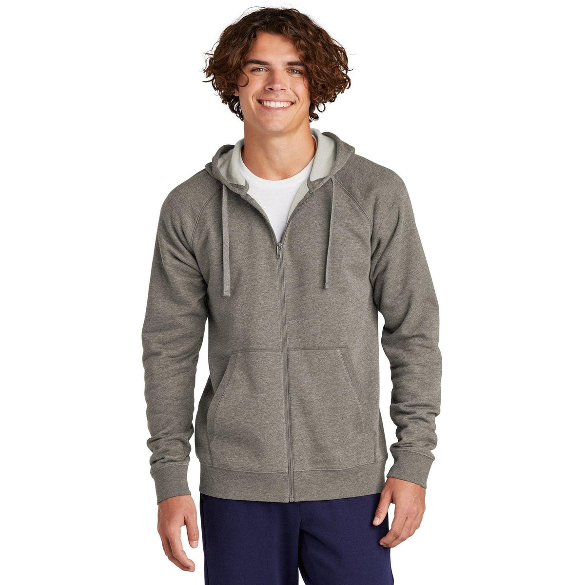 no-logo  Sport-Tek Drive Fleece Hooded Full-Zip-Regular-Sport-Tek-Vintage Heather-2XL-Thread Logic