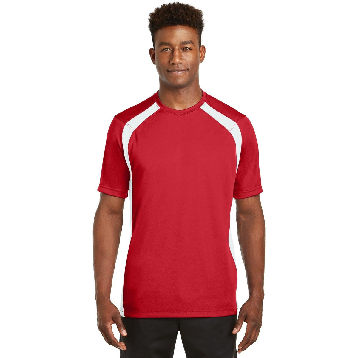 no-logo Sport-Tek Dry Zone Colorblock Crew-Polos-Sport-Tek-True Red/White-S-Thread Logic
