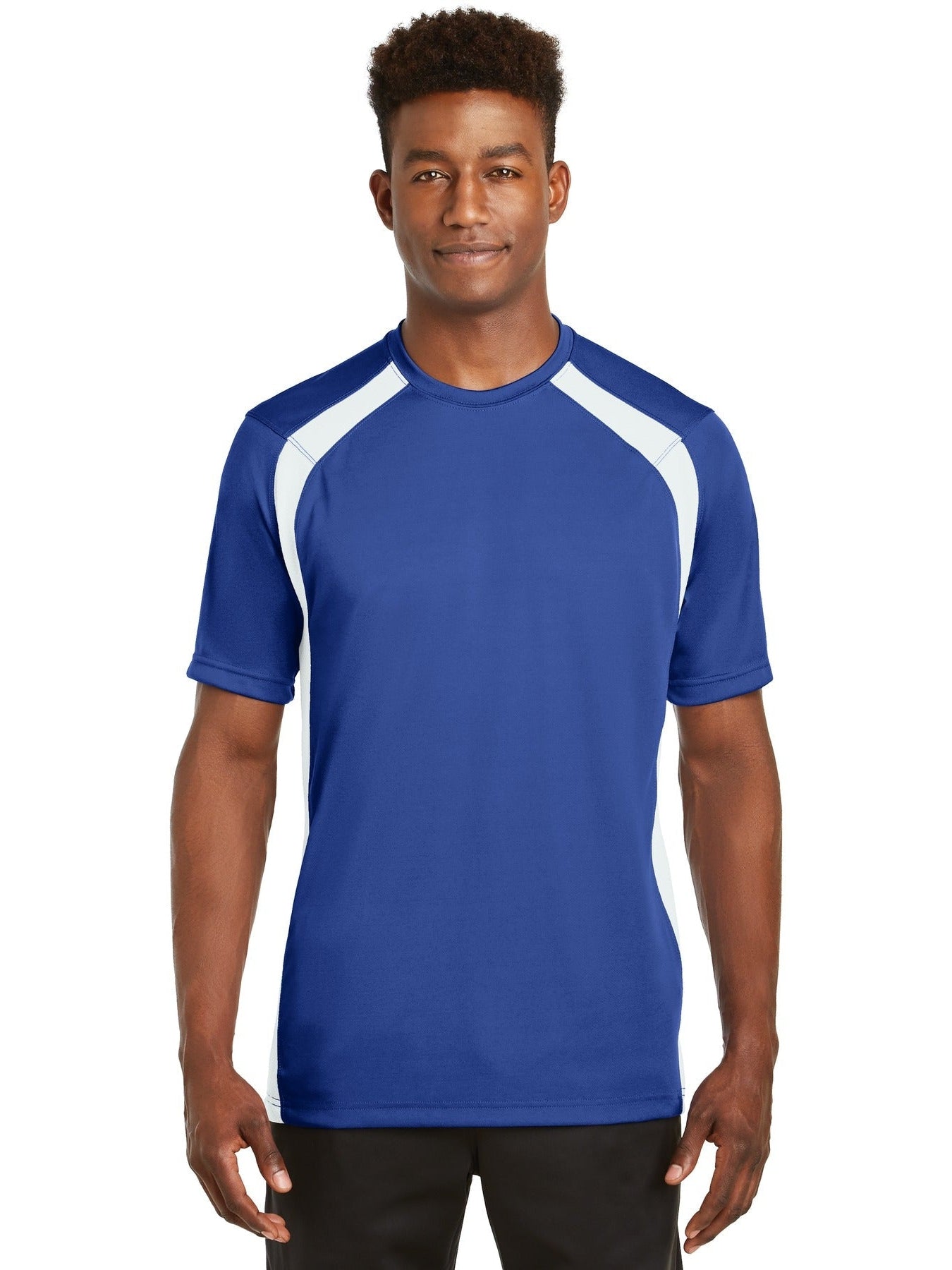  Sport-Tek Dry Zone Colorblock Crew-Regular-Sport-Tek-True Royal/White-S-Thread Logic