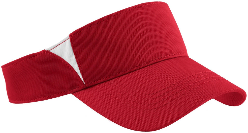 Sport-Tek Dry Zone Colorblock Visor-Regular-Sport-Tek-True Red/White-OSFA-Thread Logic no-logo