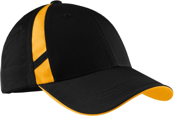 Sport-Tek Dry Zone Mesh Inset Cap-Regular-Sport-Tek-Black/Gold-OSFA-Thread Logic no-logo