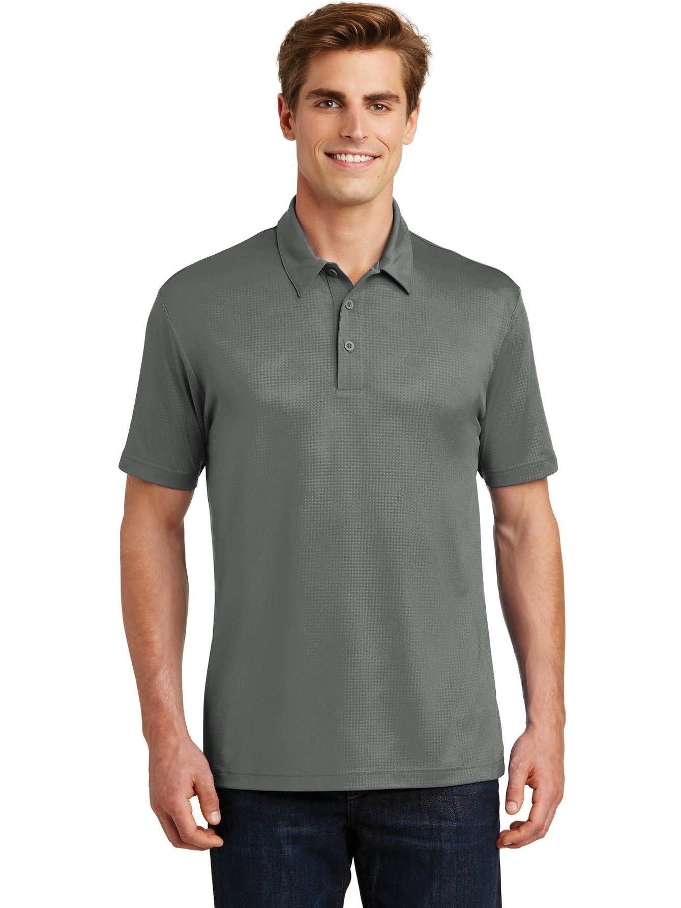  Sport-Tek Embossed Posicharge Tough Polo-Regular-Sport-Tek-Dark Smoke Grey-S-Thread Logic