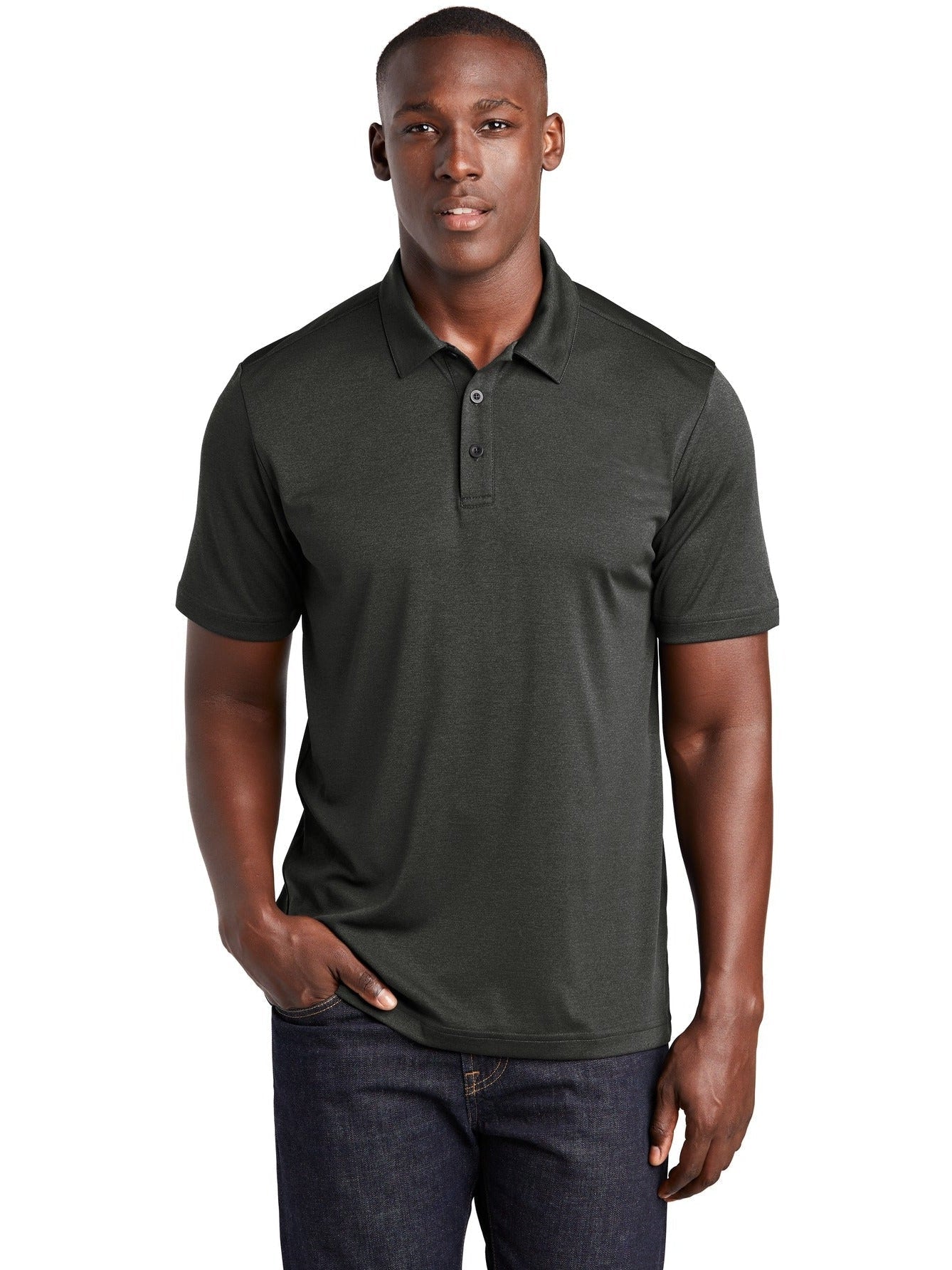  Sport-Tek Endeavor Polo-Regular-Sport-Tek-Black Heather-S-Thread Logic