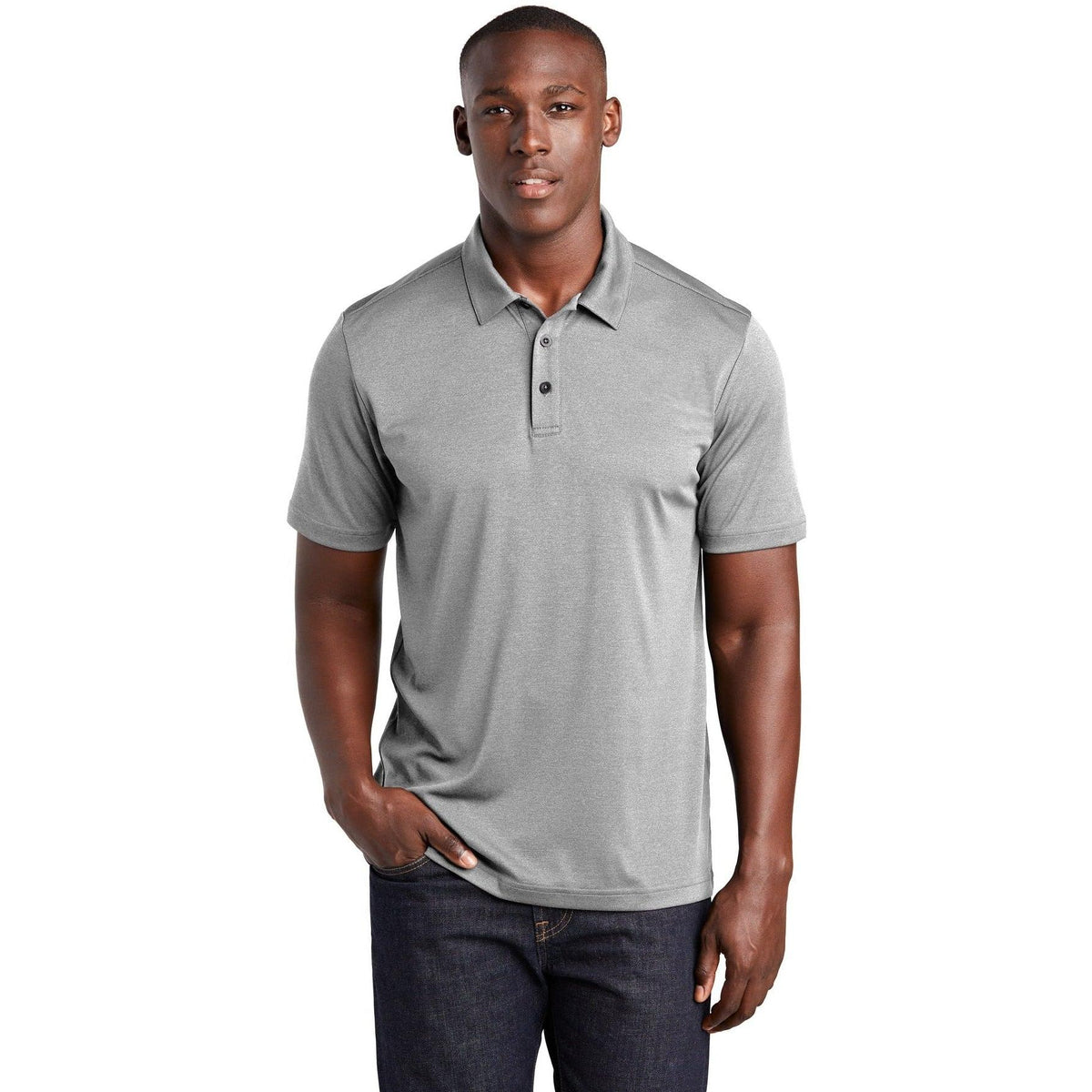 no-logo Sport-Tek Endeavor Polo-Regular-Sport-Tek-Light Grey Heather-S-Thread Logic