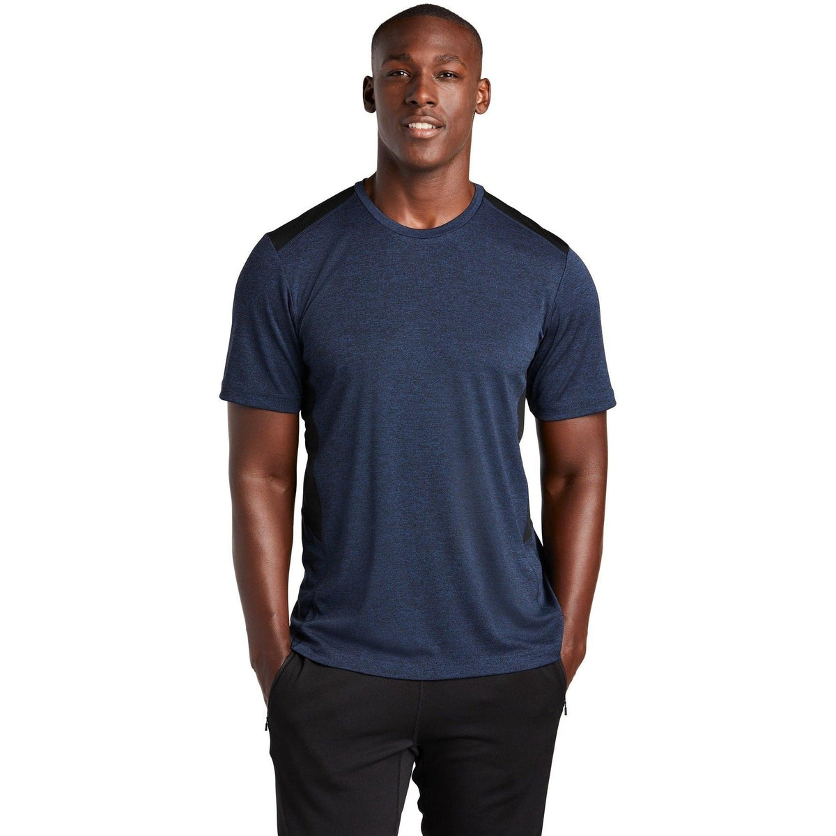 no-logo  Sport-Tek Endeavor Tee-Regular-Sport-Tek-Dark Royal Heather/Black-S-Thread Logic