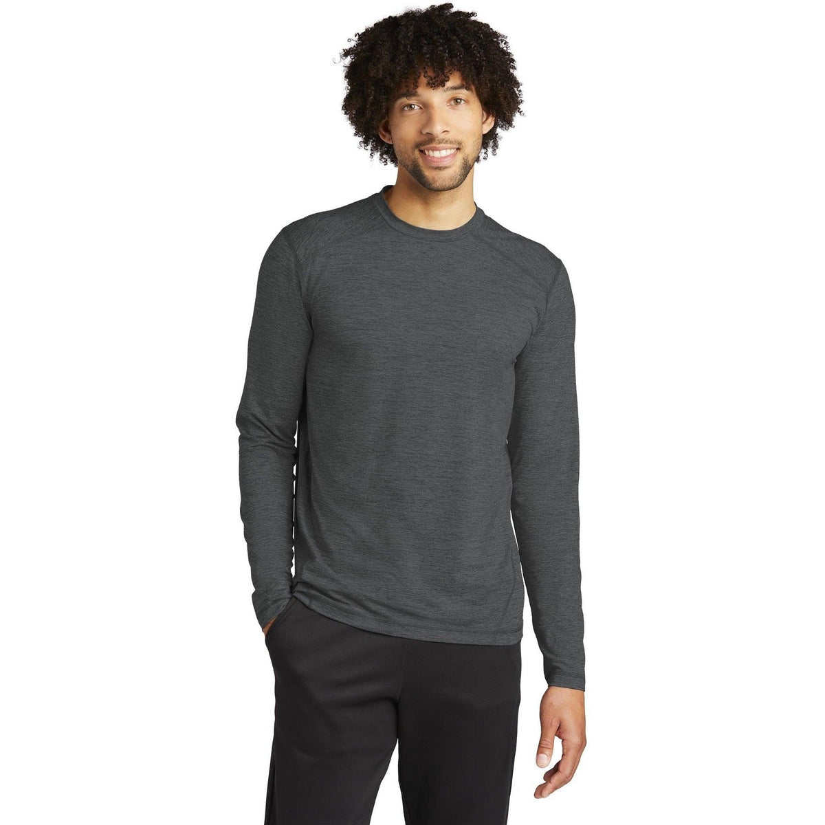 no-logo  Sport-Tek Exchange 1.5 Long Sleeve Crew-Regular-Sport-Tek-Graphite Heather-S-Thread Logic