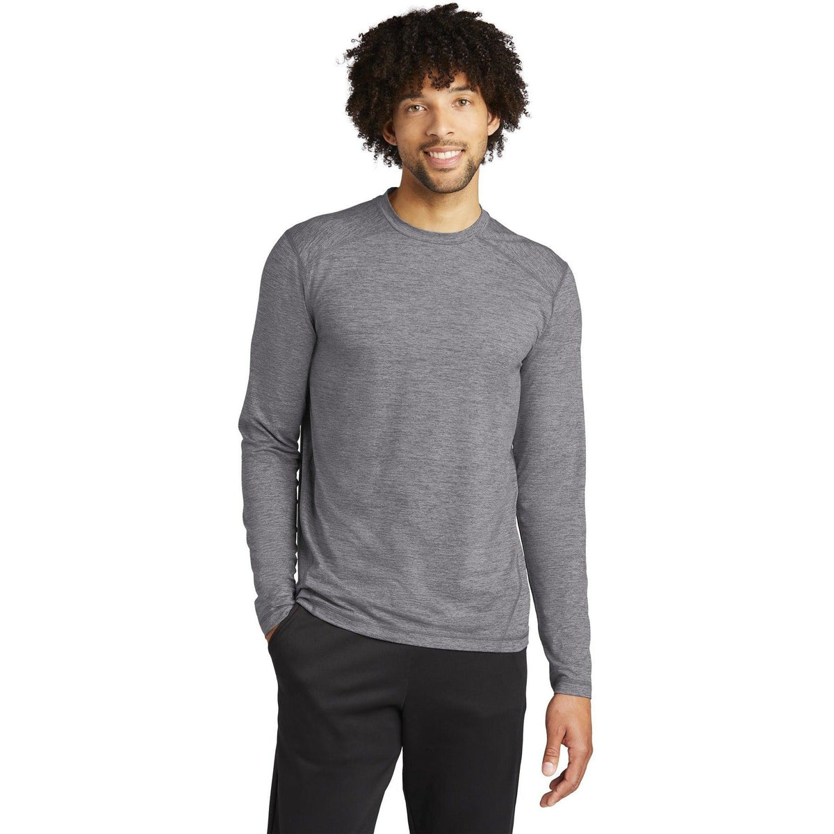 no-logo  Sport-Tek Exchange 1.5 Long Sleeve Crew-Regular-Sport-Tek-Grey Heather-S-Thread Logic