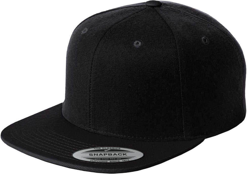  Sport-Tek Flat Bill Snapback Cap-Regular-Sport-Tek-Black-OSFA-Thread Logic no-logo