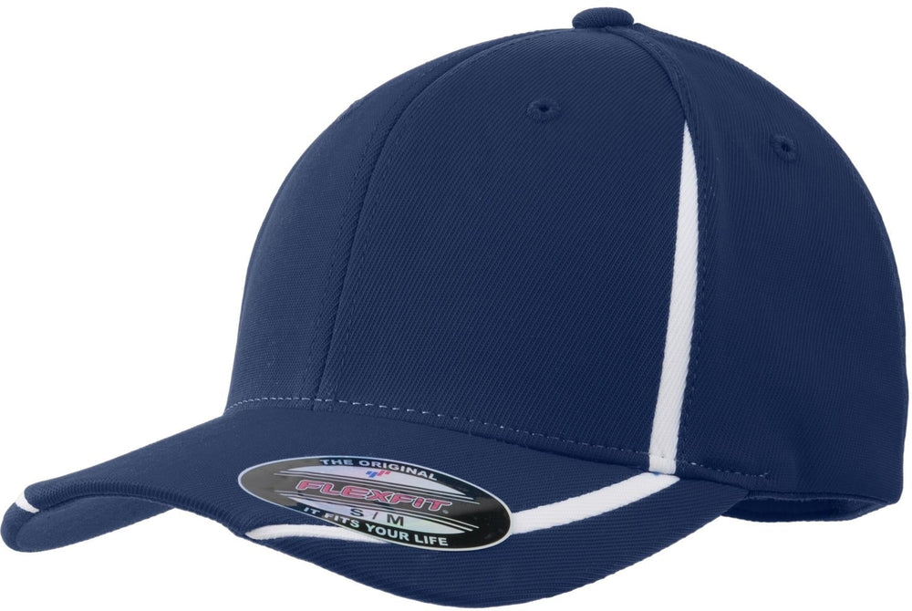  Sport-Tek Flexfit Performance Colorblock Cap-Active-Sport-Tek-True Navy/White-S/M-Thread Logic no-logo