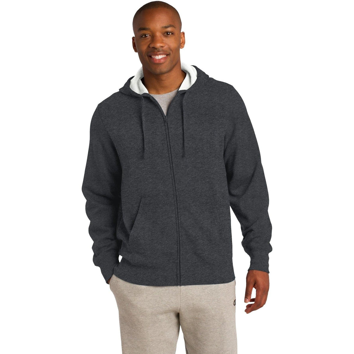 no-logo  Sport-Tek Full-Zip Hooded Sweatshirt-Regular-Sport-Tek-Graphite Heather-S-Thread Logic