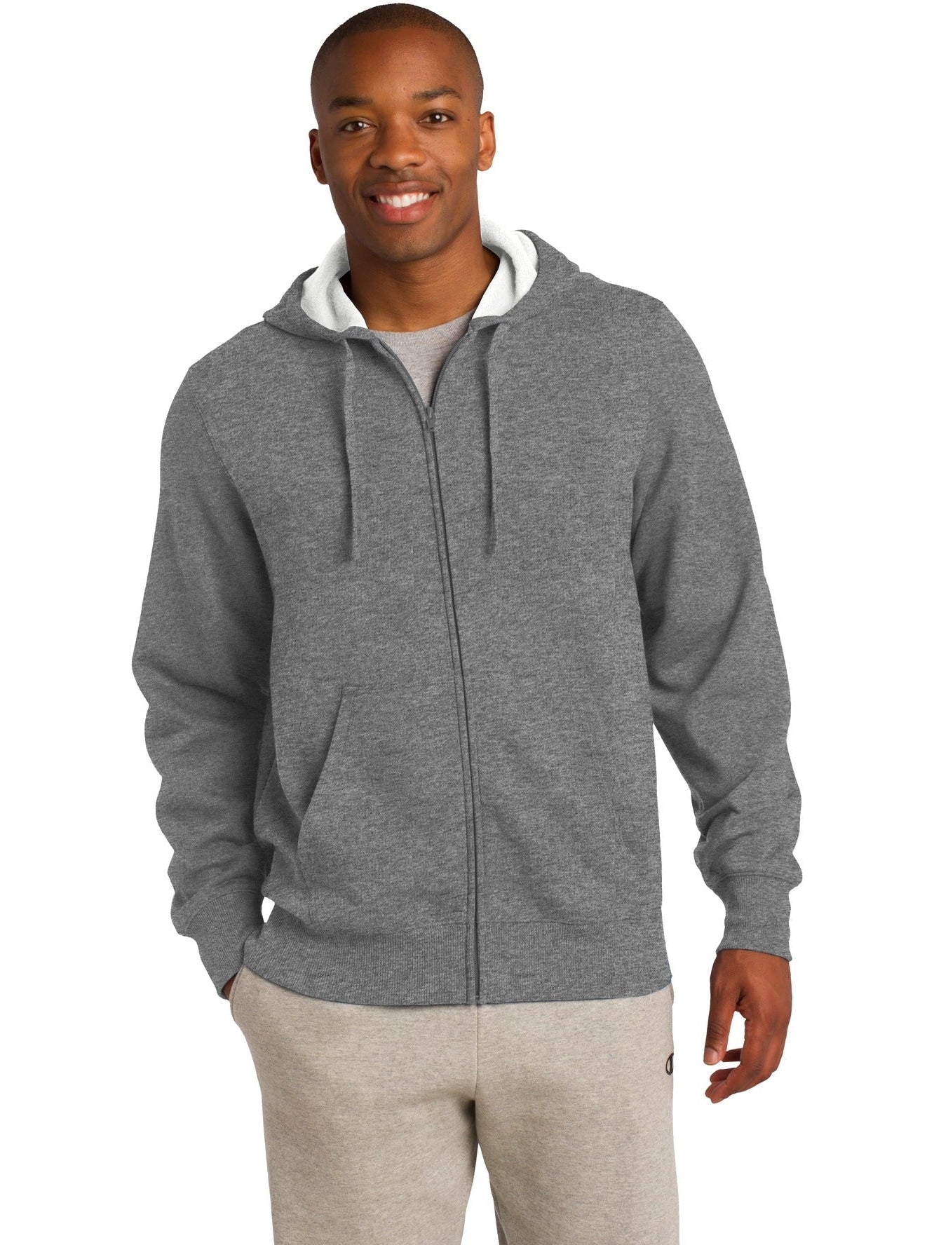  Sport-Tek Full-Zip Hooded Sweatshirt-Regular-Sport-Tek-Vintage Heather-S-Thread Logic
