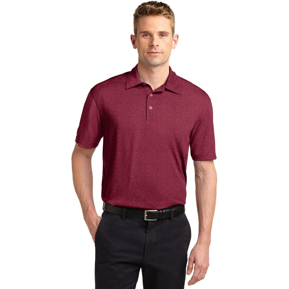 no-logo  Sport-Tek Heather Contender Polo-Regular-Sport-Tek-Cardinal Heather-S-Thread Logic