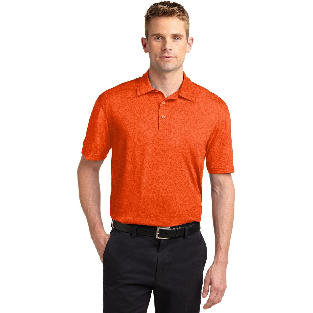 no-logo  Sport-Tek Heather Contender Polo-Regular-Sport-Tek-Deep Orange Heather-S-Thread Logic