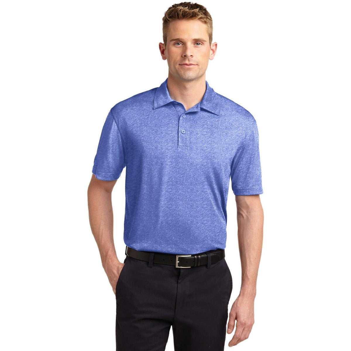 no-logo  Sport-Tek Heather Contender Polo-Regular-Sport-Tek-True Royal Heather-S-Thread Logic