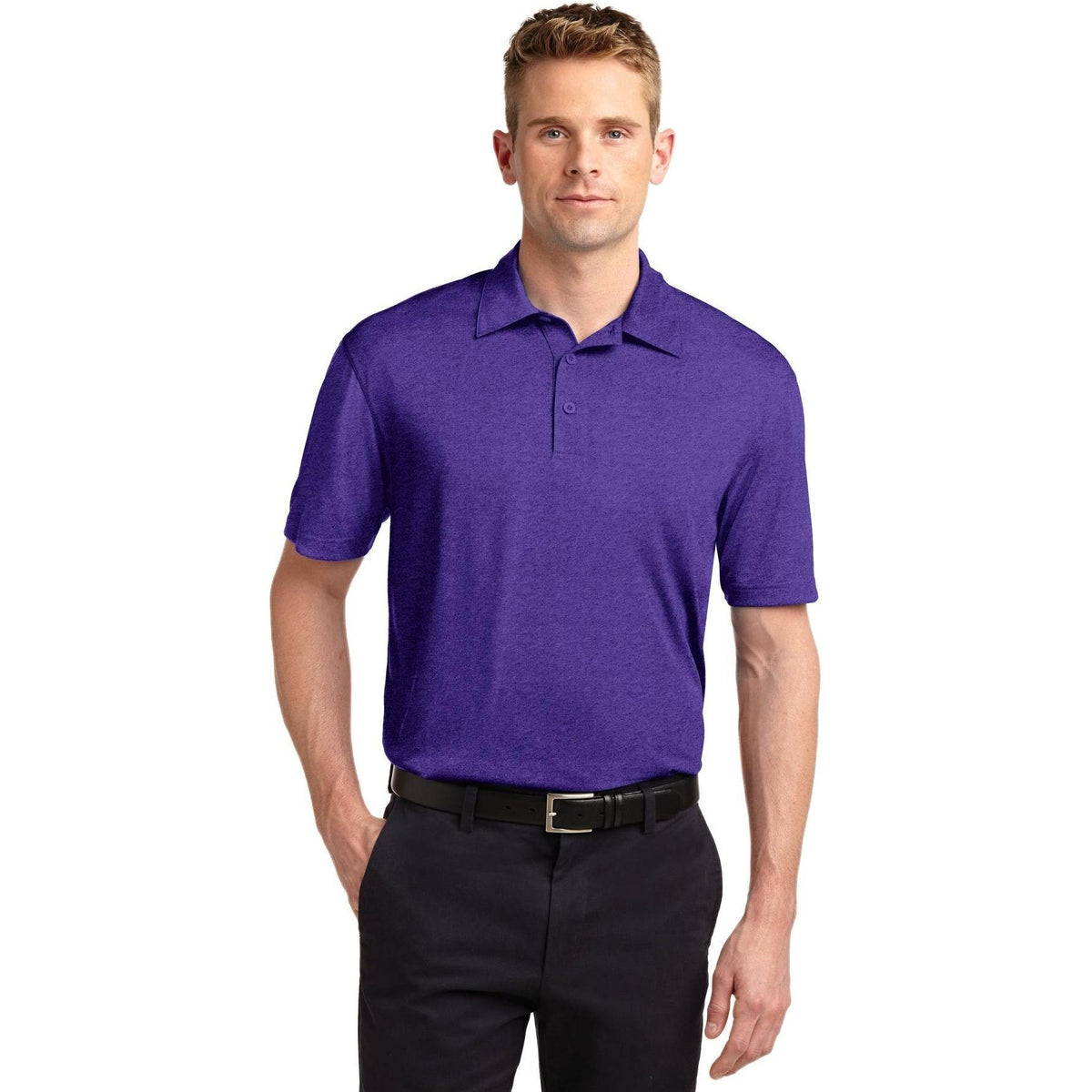 no-logo  Sport-Tek Heather Contender Polo-Regular-Sport-Tek-Varsity Purple Heather-S-Thread Logic