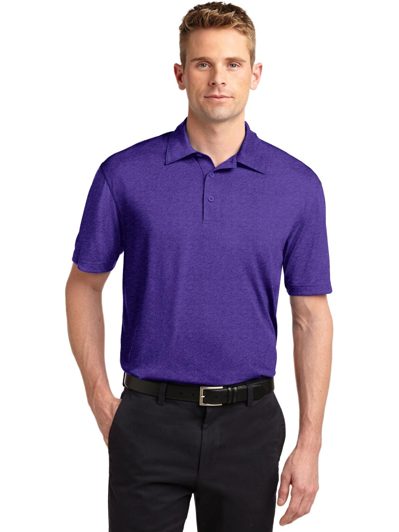  Sport-Tek Heather Contender Polo-Regular-Sport-Tek-Varsity Purple Heather-S-Thread Logic