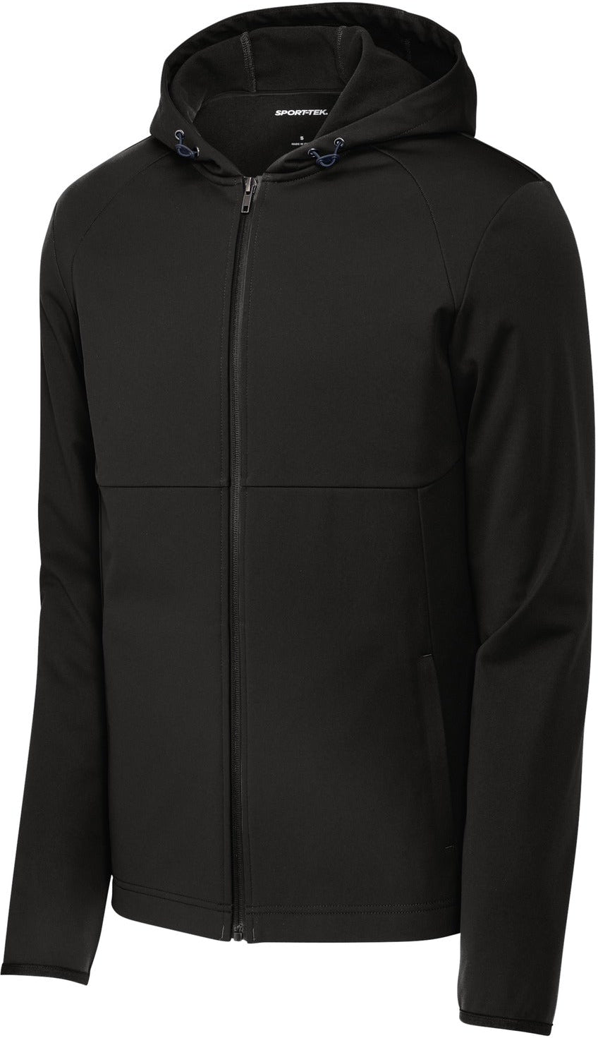  Sport-Tek Hooded Soft Shell Jacket-Regular-Sport-Tek-Deep Black-S-Thread Logic