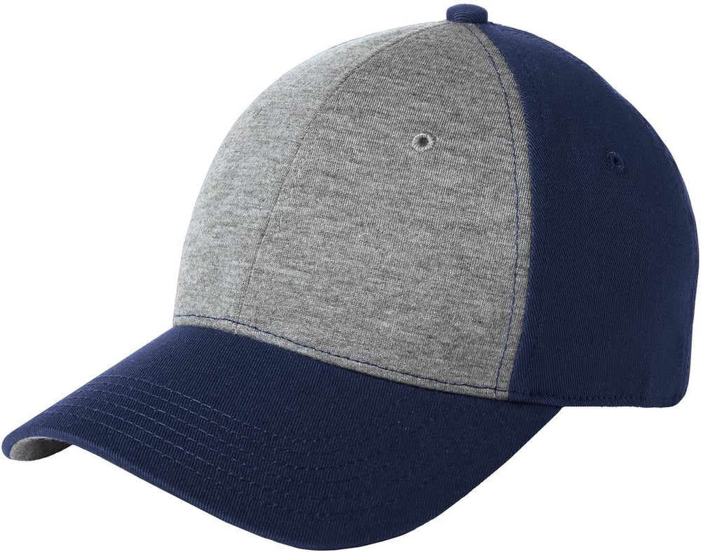 No-Logo CLOSEOUT - Sport-Tek Jersey Front Cap-Headwear-Sport-Tek-Vintage Heather/True Navy-OSFA-Thread Logic