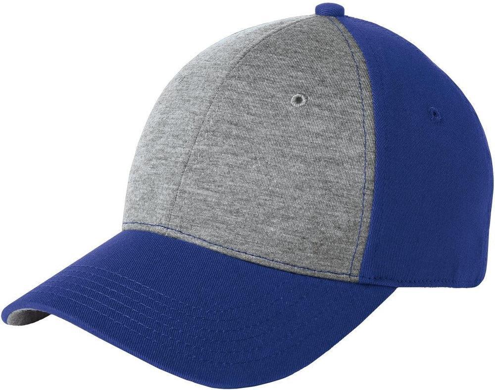No-Logo CLOSEOUT - Sport-Tek Jersey Front Cap-Headwear-Sport-Tek-Vintage Heather/True Royal-OSFA-Thread Logic