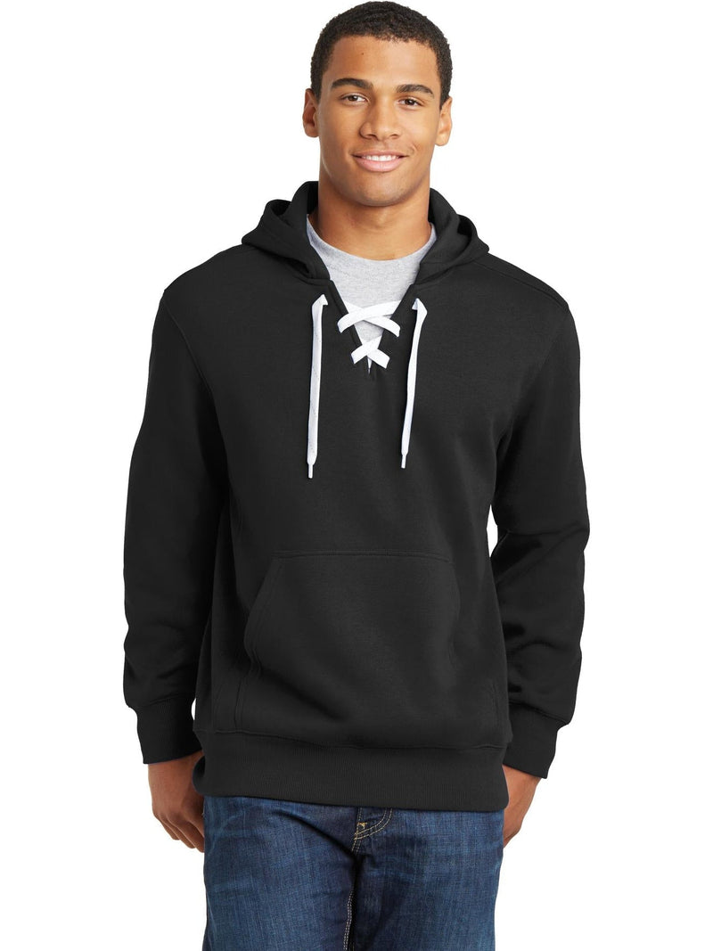  Sport-Tek Lace Up Pullover Hooded Sweatshirt-Regular-Sport-Tek-Black-S-Thread Logic