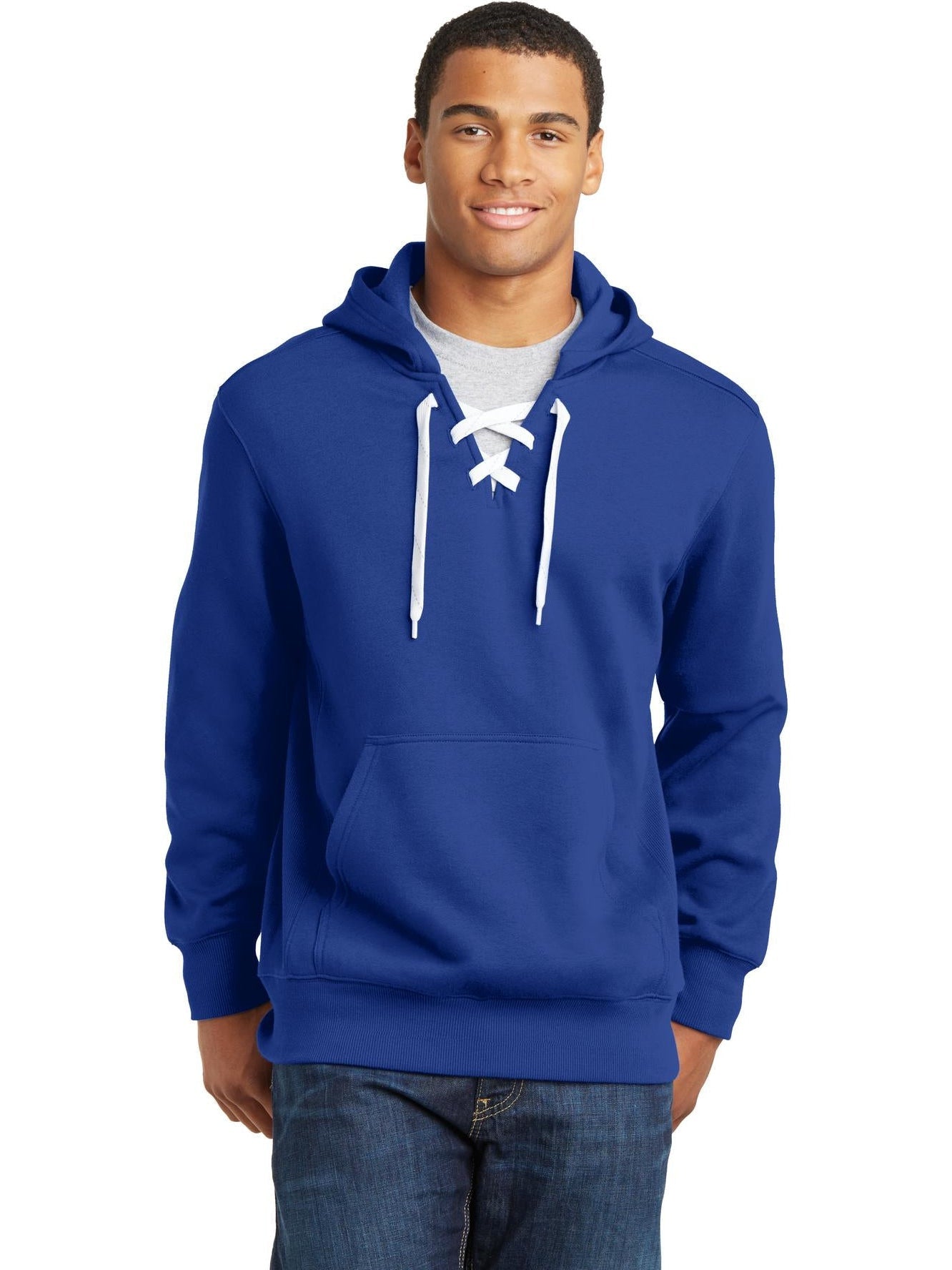  Sport-Tek Lace Up Pullover Hooded Sweatshirt-Regular-Sport-Tek-True Royal-S-Thread Logic