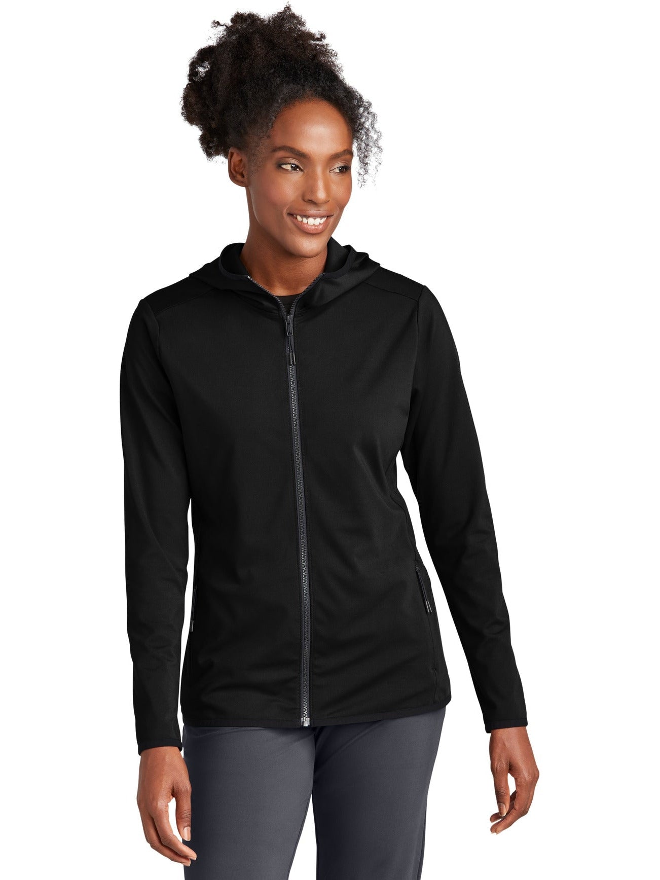  Sport-Tek Ladies Circuit Hooded Full-Zip-Regular-Sport-Tek-Deep Black-S-Thread Logic